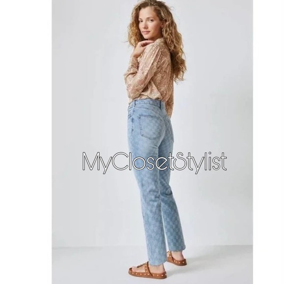 Pilcro The Vintage Straight Fade Checkered Jeans NWT 27 ANTHROPOLOGIE - Picture 4 of 4